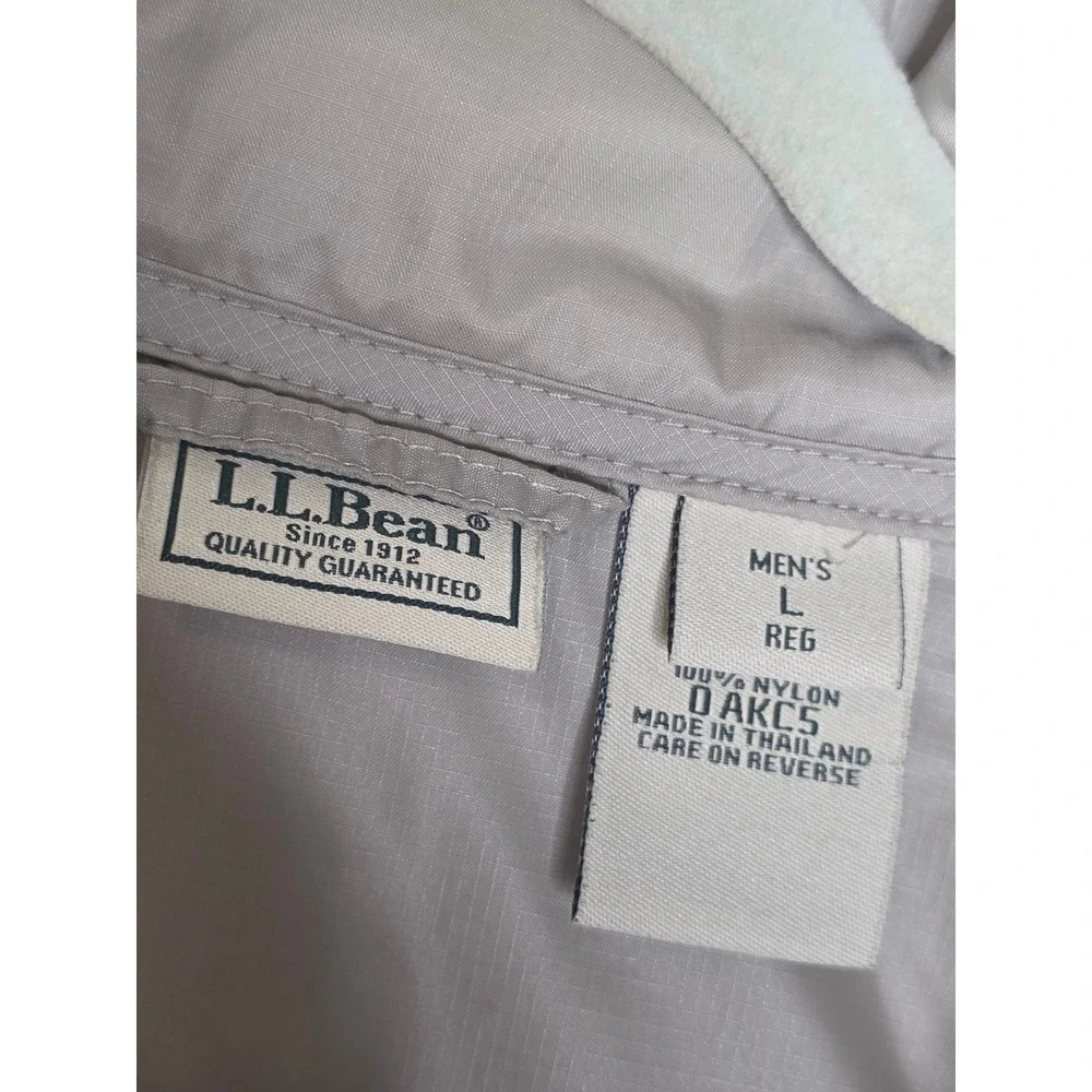 LL Bean M's Trail Model Rain Jacket Tan Khaki Hooded Windbreaker Large L OAKC5